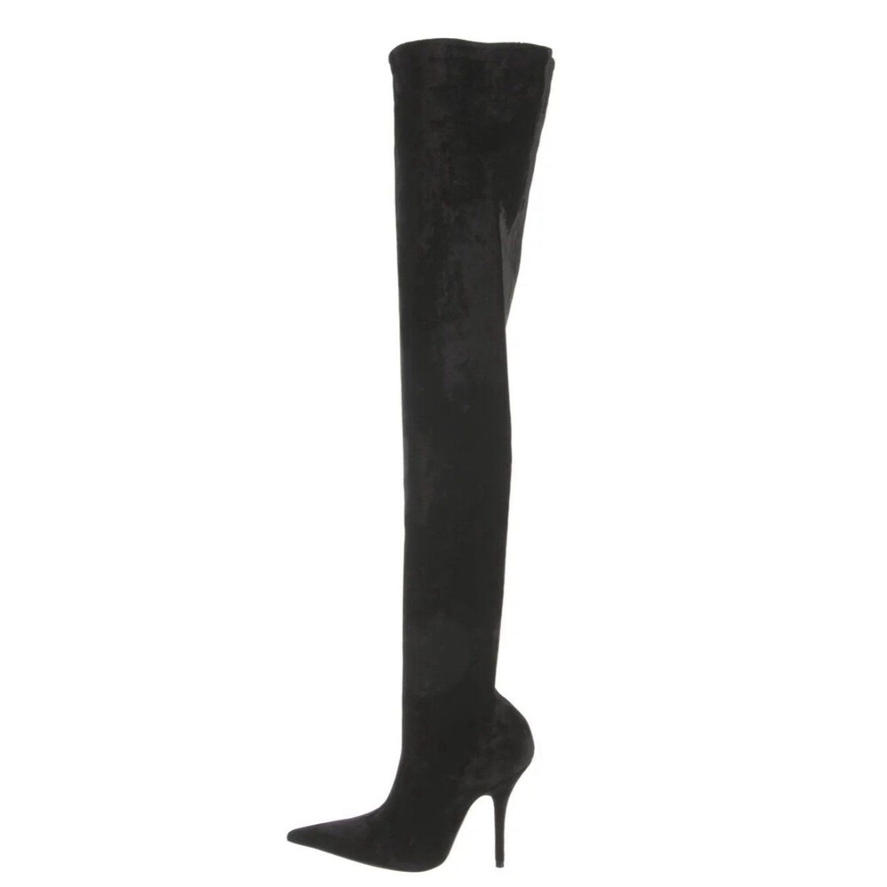 Balenciaga Knife Velvet Over The Knee Boots Womens Size 39 NWT